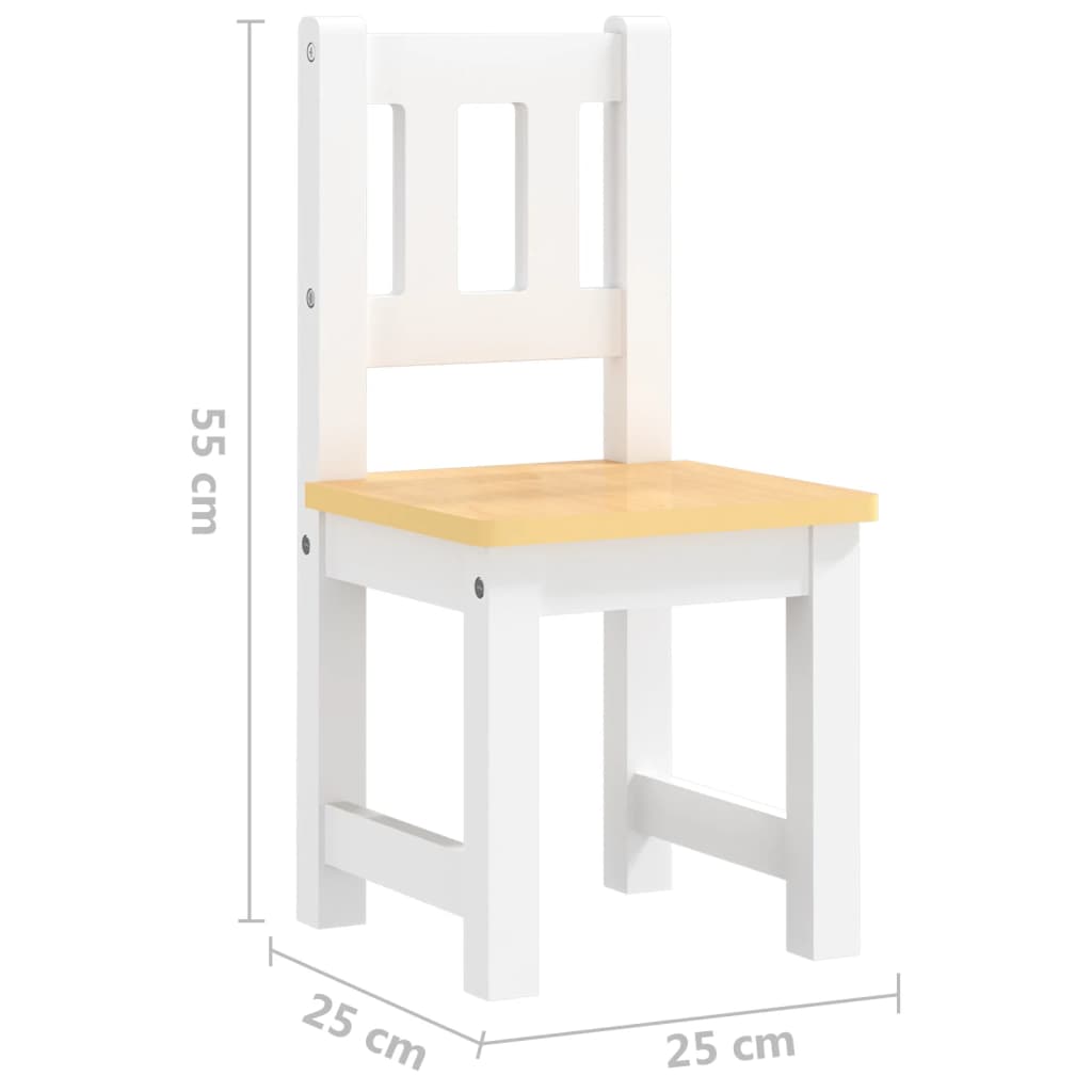 vidaXL Mesa y sillas infantiles 4 piezas MDF blanco y beige