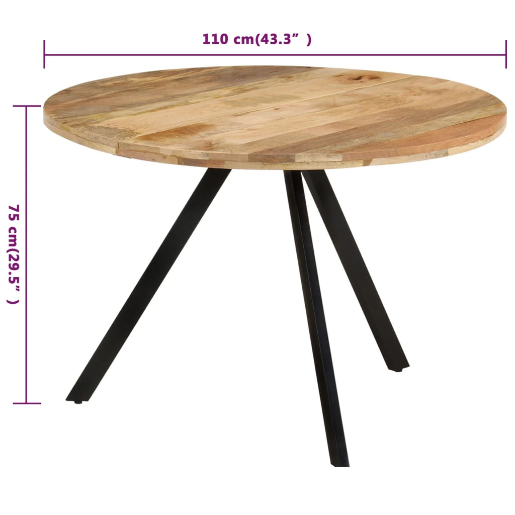 vidaXL Mesa de comedor madera maciza de mango 110x75 cm