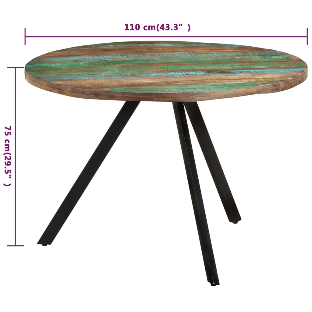 vidaXL Mesa de comedor madera maciza reciclada 110x75 cm