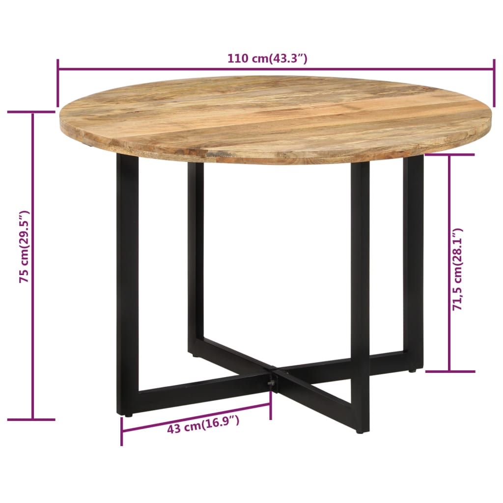 vidaXL Mesa de comedor madera maciza de mango 110x75 cm