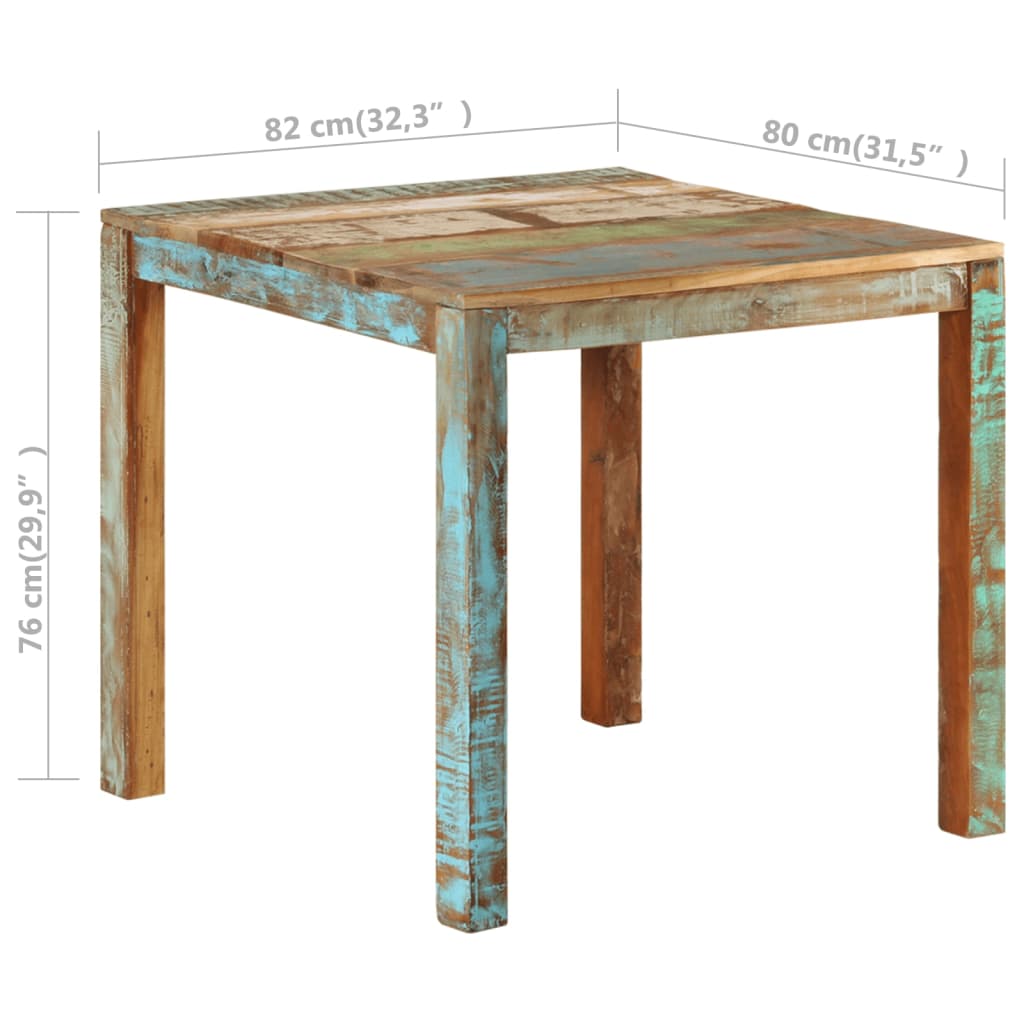 vidaXL Mesa de comedor de madera maciza reciclada 82x80x76 cm