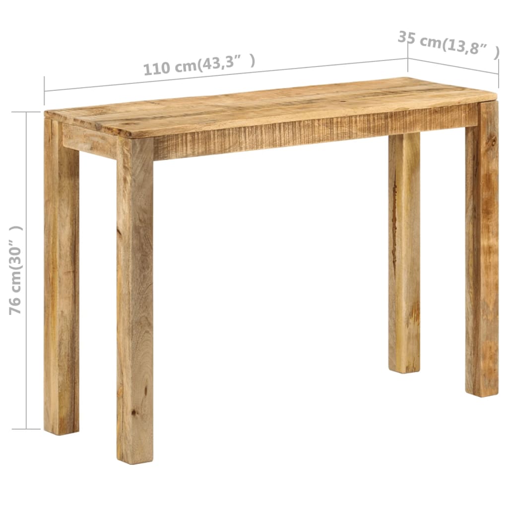 vidaXL Mesa consola de madera de mango rugosa 110x35x76 cm