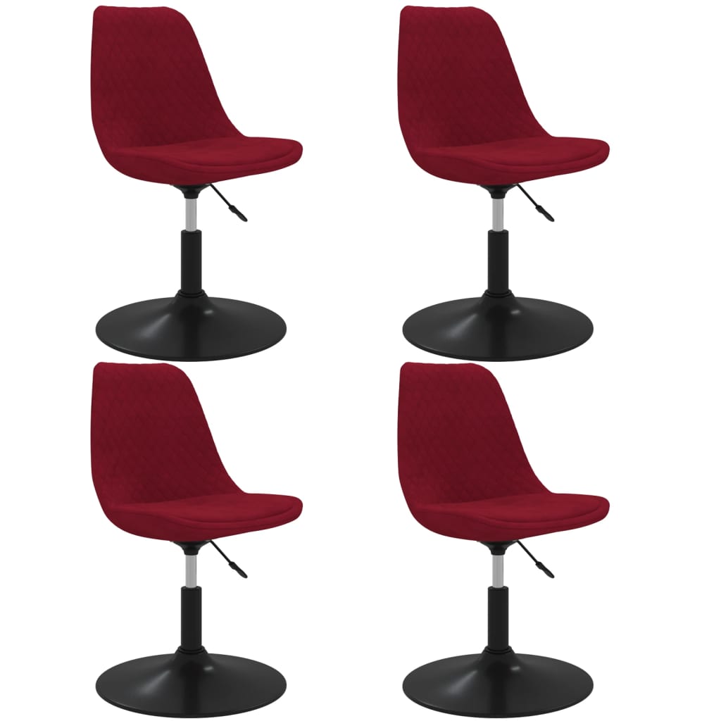 vidaXL Sillas de comedor giratorias 4 unidades terciopelo rojo tinto