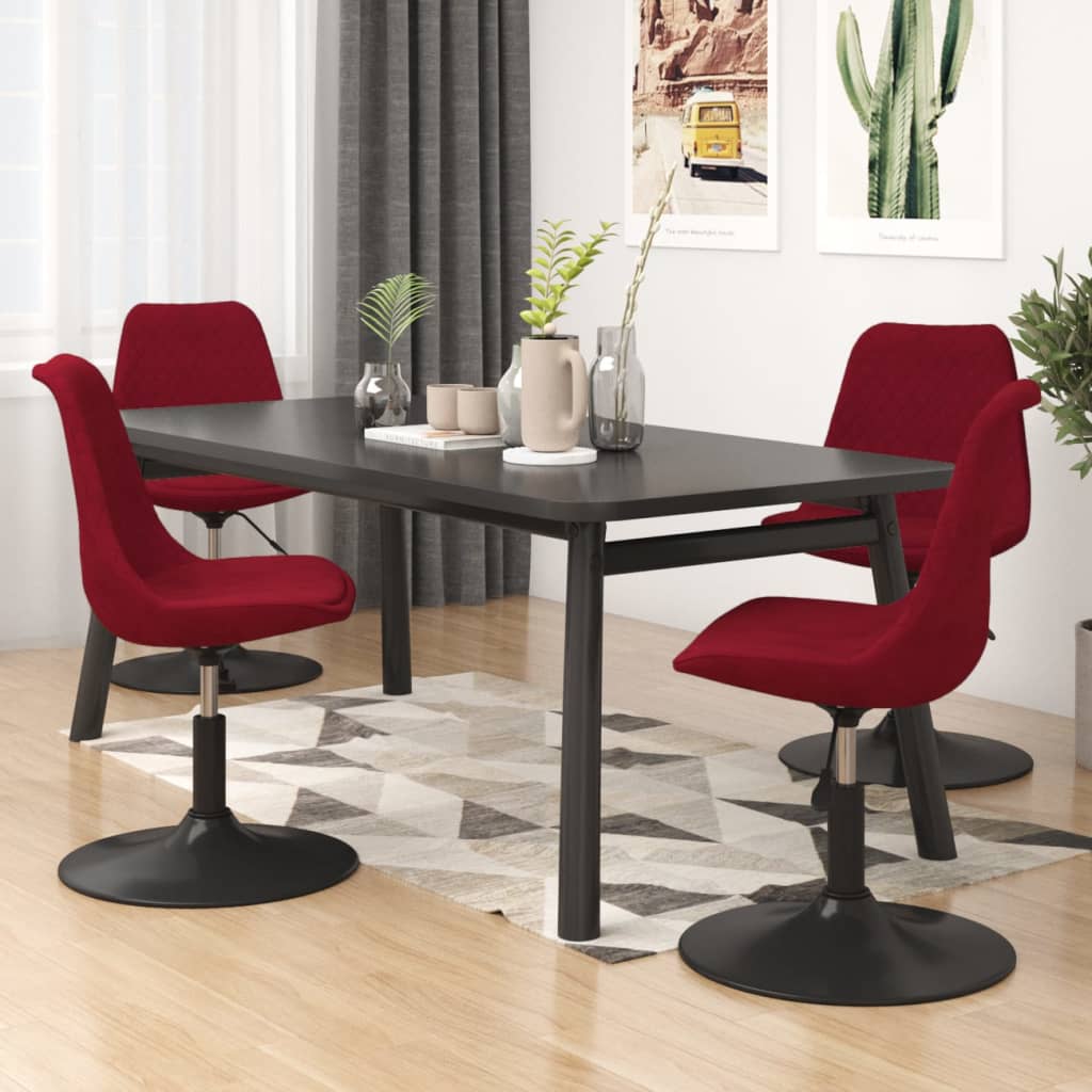 vidaXL Sillas de comedor giratorias 4 unidades terciopelo rojo tinto