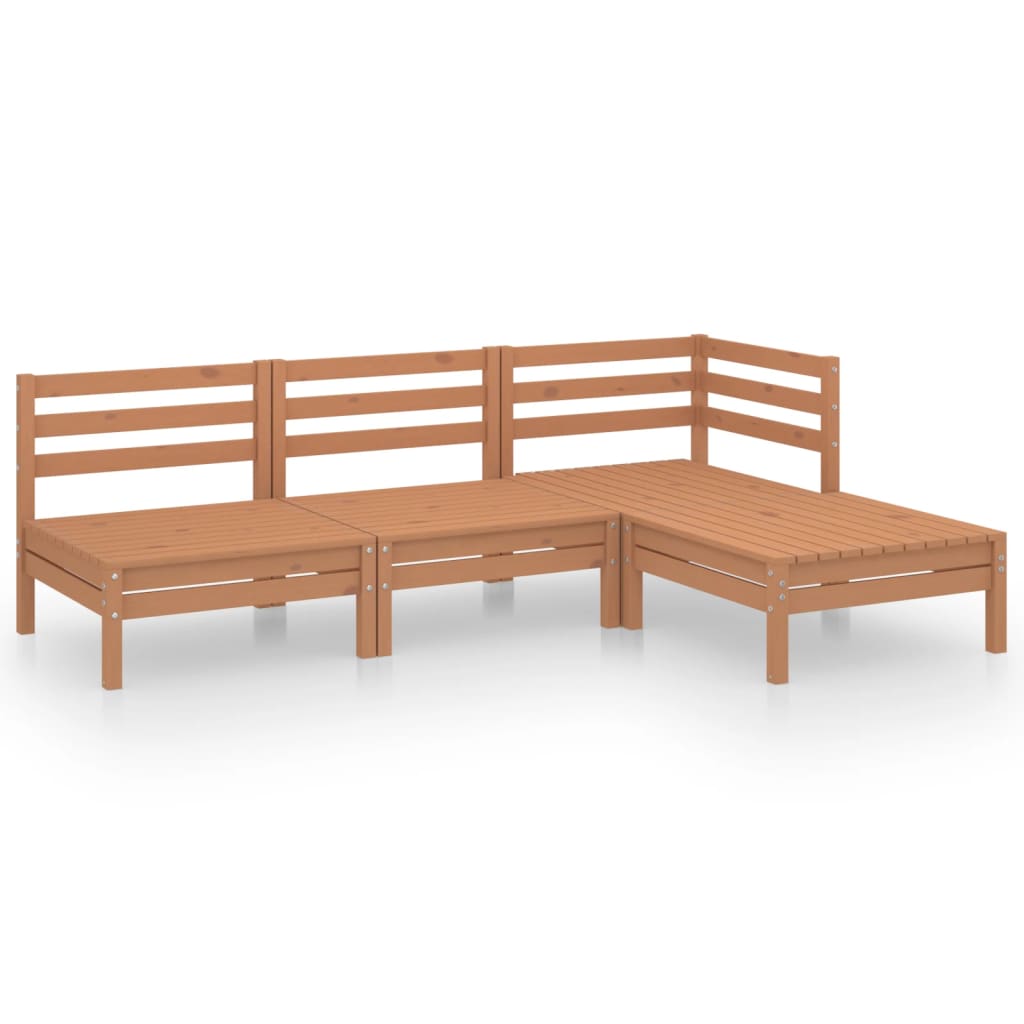 vidaXL Juego muebles de jardín 4 pzas madera maciza pino marrón miel