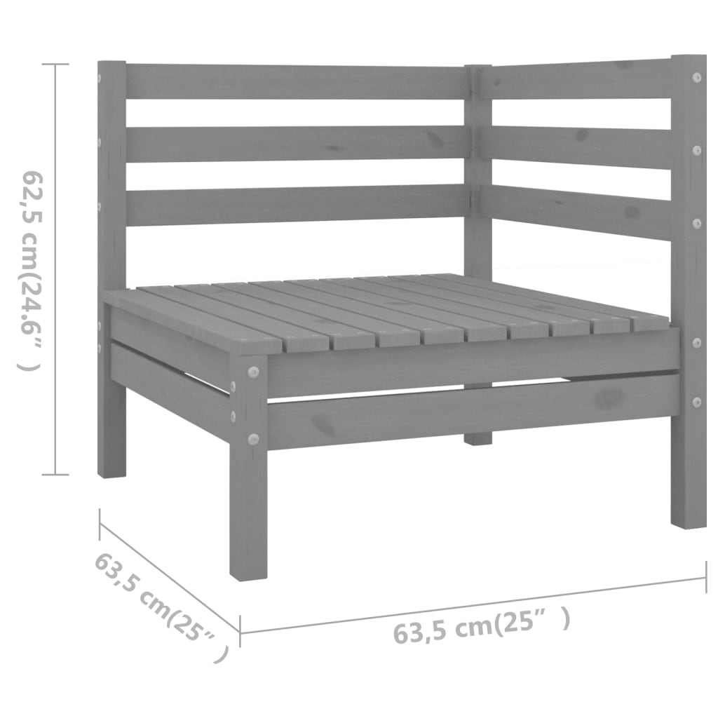 vidaXL Juego de muebles de jardín 6 piezas madera maciza de pino gris