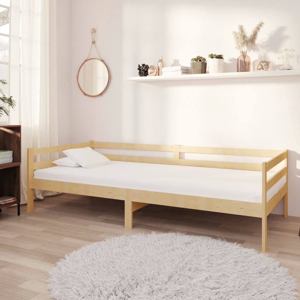 vidaXL Sofá cama con colchón madera de pino maciza 90x200 cm