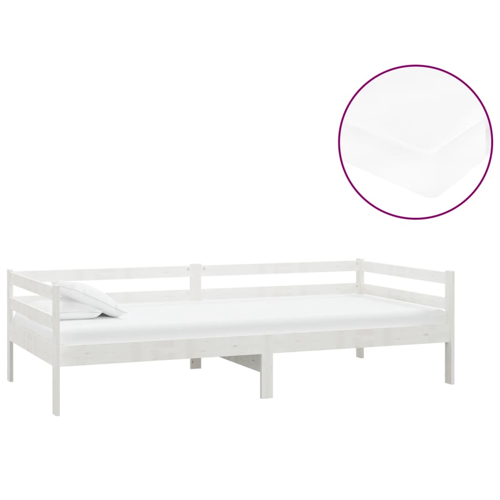 vidaXL Sofá cama con colchón madera de pino maciza blanco 90x200 cm