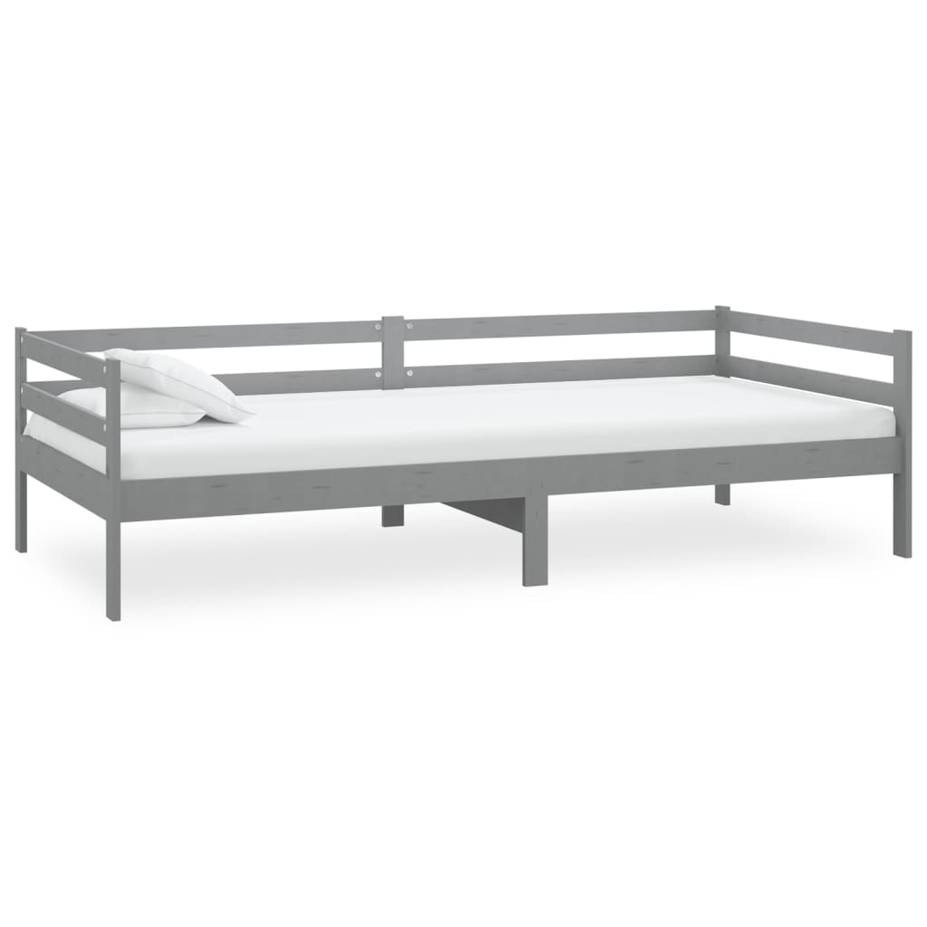 vidaXL Sofá cama con colchón madera de pino maciza gris 90x200 cm