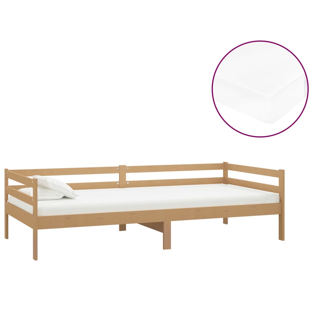 vidaXL Sofá cama y colchón madera pino maciza marrón miel 90x200 cm