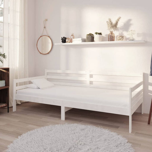 vidaXL Sofá cama con colchón madera de pino maciza blanco 90x200 cm