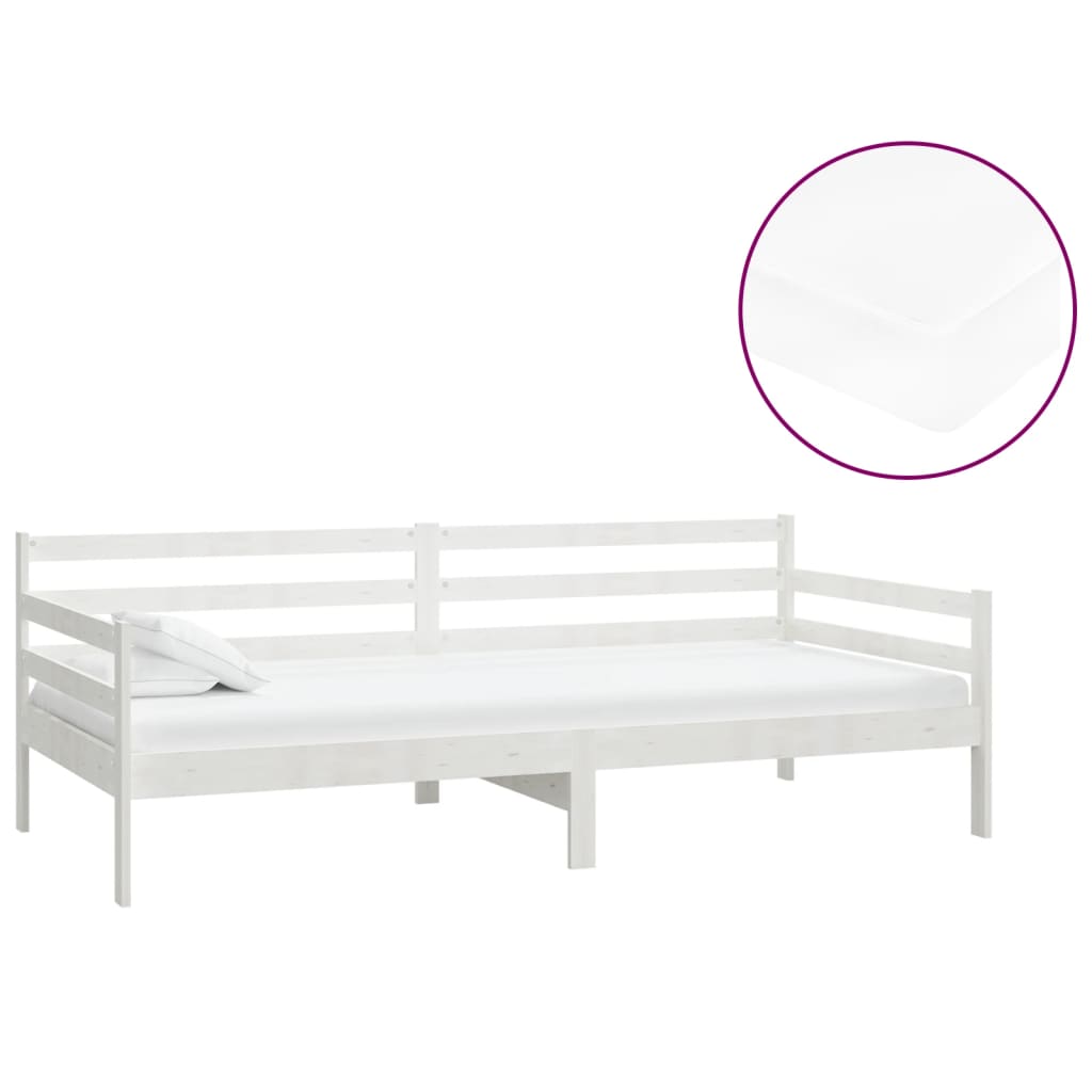 vidaXL Sofá cama con colchón madera de pino maciza blanco 90x200 cm