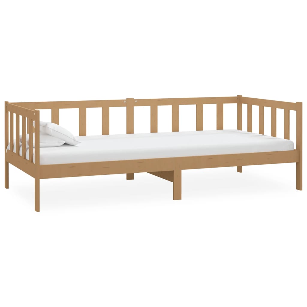 vidaXL Sofá cama y colchón madera pino maciza marrón miel 90x200 cm