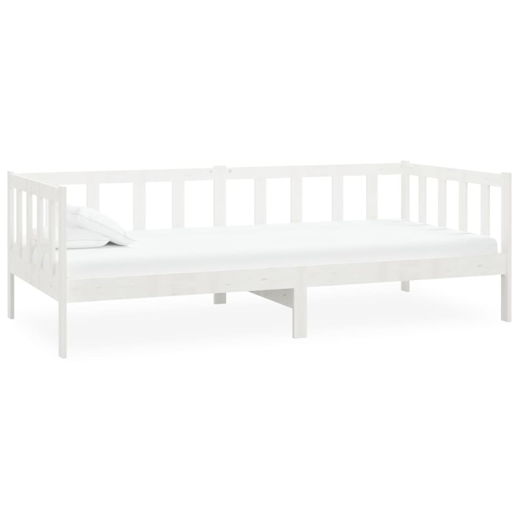 vidaXL Sofá cama con colchón madera de pino maciza blanco 90x200 cm