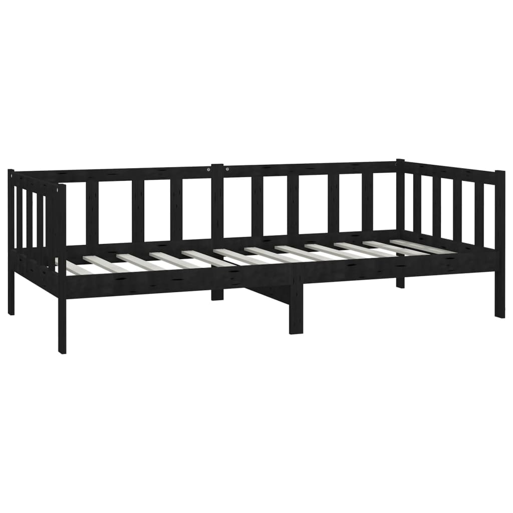 vidaXL Sofá cama con colchón madera de pino maciza negro 90x200 cm