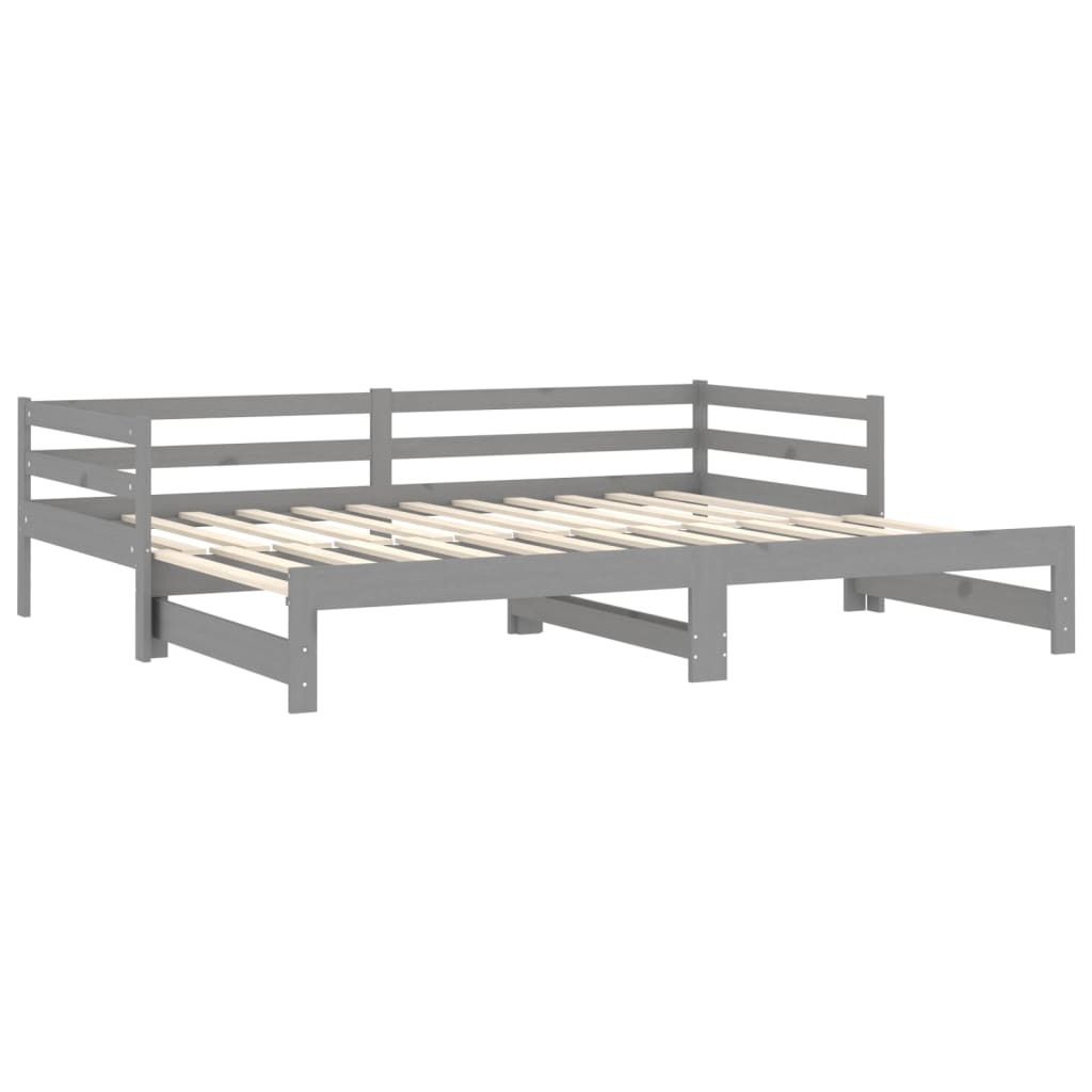 vidaXL Sofá cama extraíble madera maciza de pino gris 2x(90x200) cm