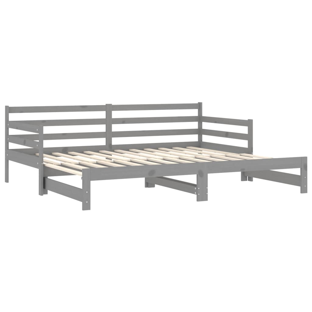 vidaXL Sofá cama extraíble madera maciza de pino gris 2x(90x200) cm