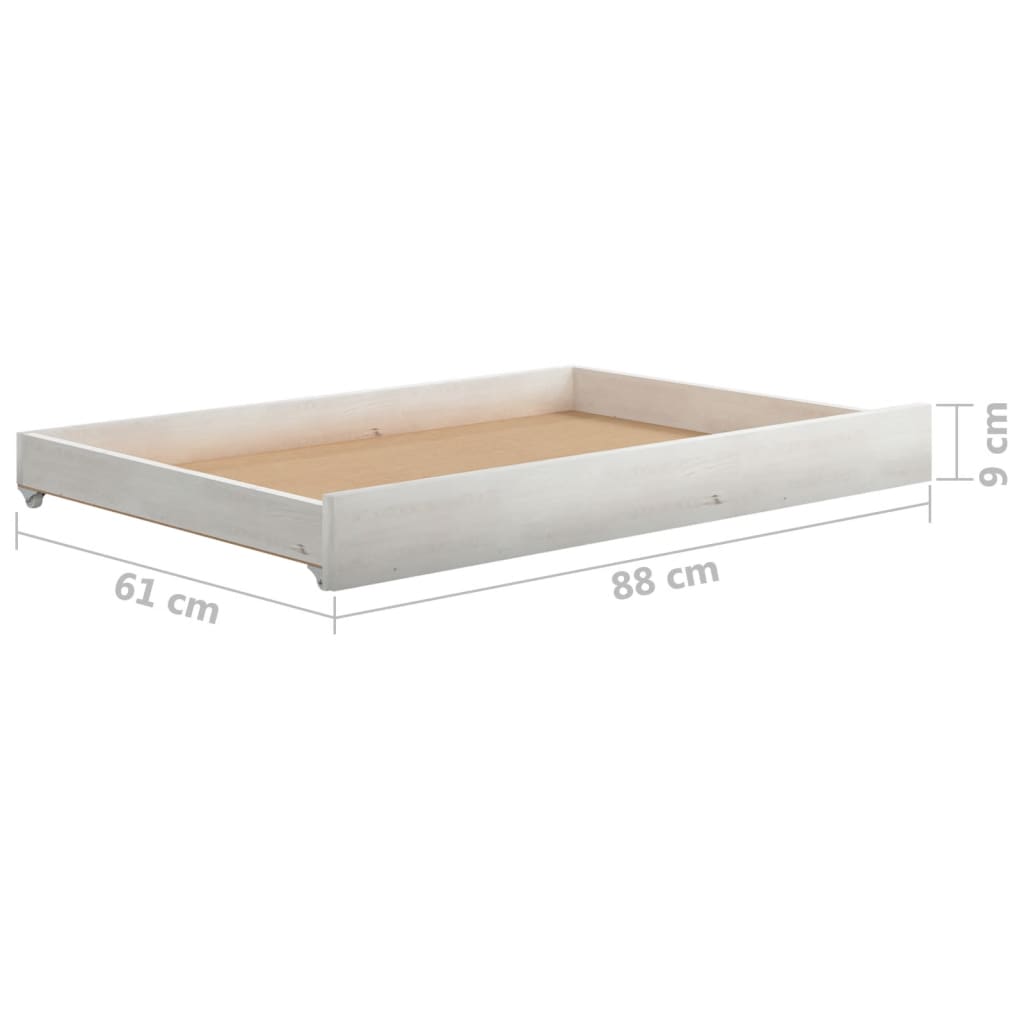 vidaXL Sofá cama con cajones madera de pino maciza blanco 90x200 cm