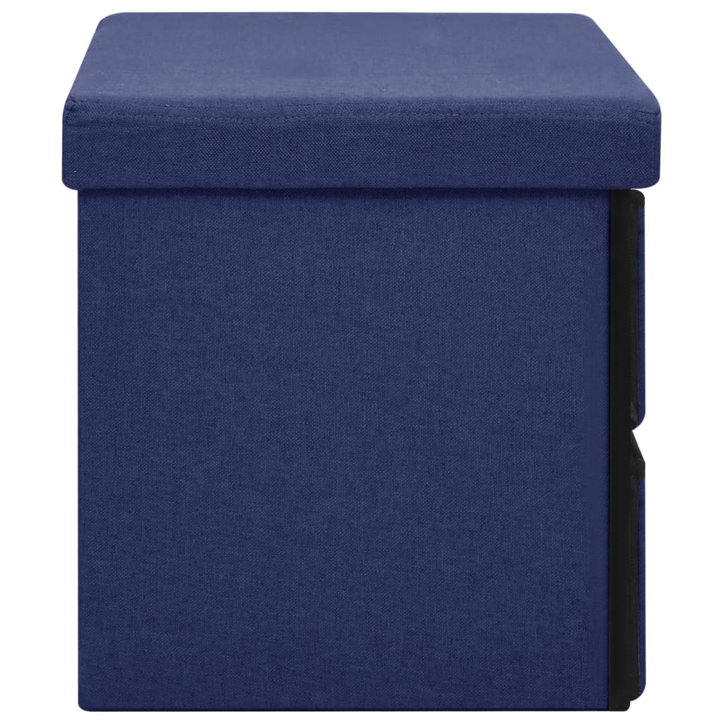 vidaXL Banco de almacenaje plegable lino sintético azul 76x38x38 cm