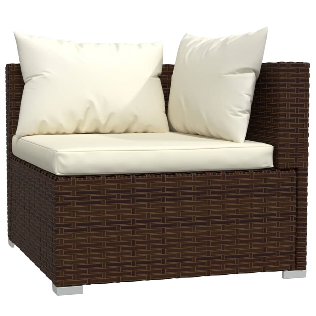 vidaXL Set muebles de jardín 4 piezas y cojines ratán sintético marrón