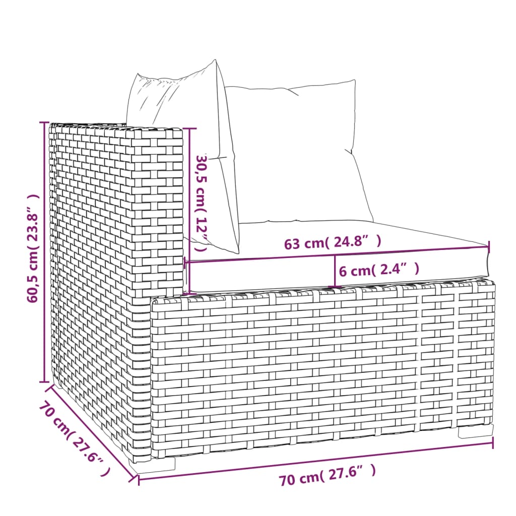 vidaXL Set muebles de jardín 4 piezas y cojines ratán sintético marrón