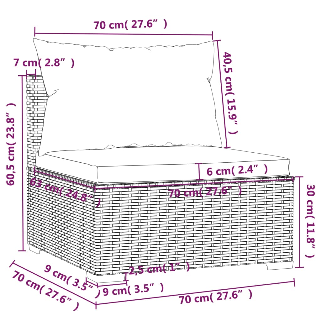 vidaXL Set muebles de jardín 4 piezas y cojines ratán sintético marrón