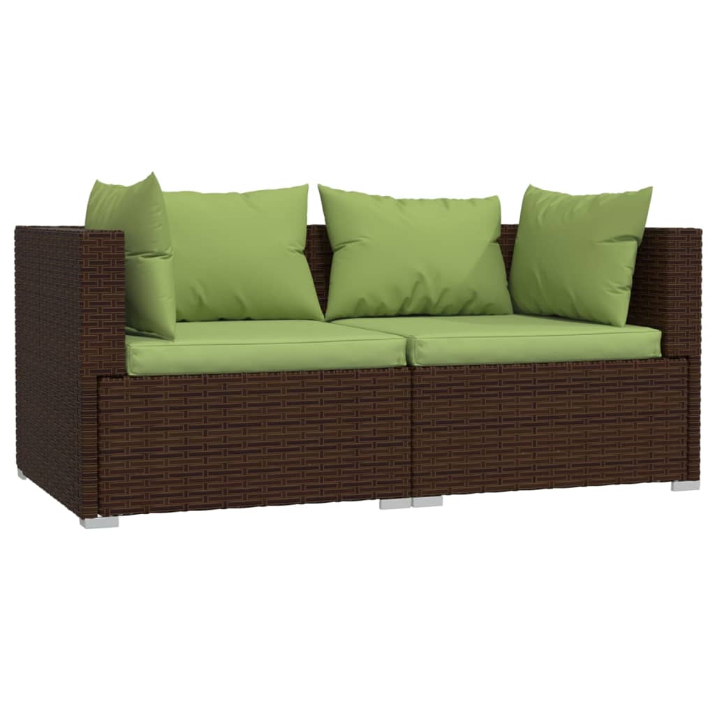 vidaXL Set muebles de jardín 3 piezas y cojines ratán sintético marrón