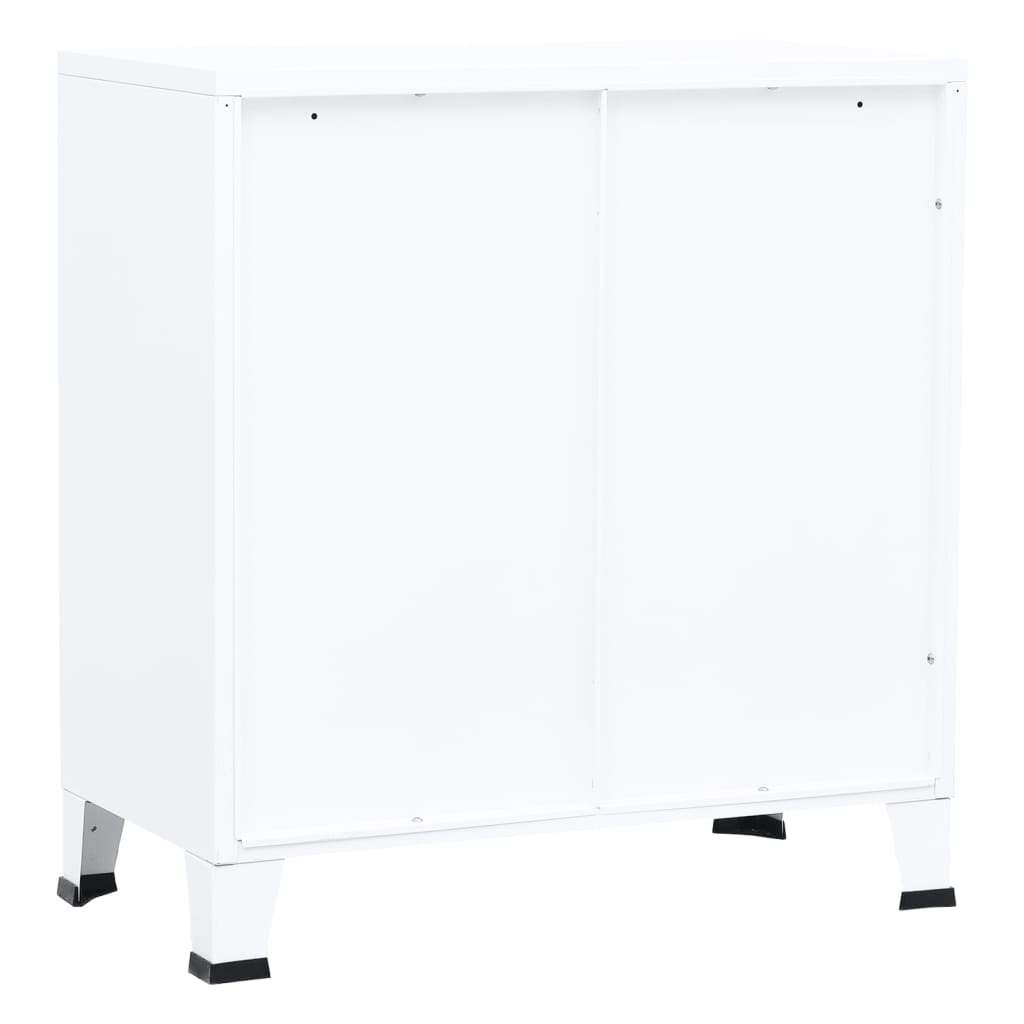 vidaXL Baúl de almacenaje industrial acero blanco 75x40x80 cm