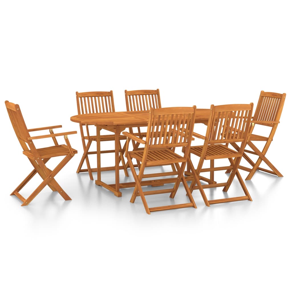 vidaXL Juego comedor de jardín 7 pzas madera maciza acacia 180x90x75cm