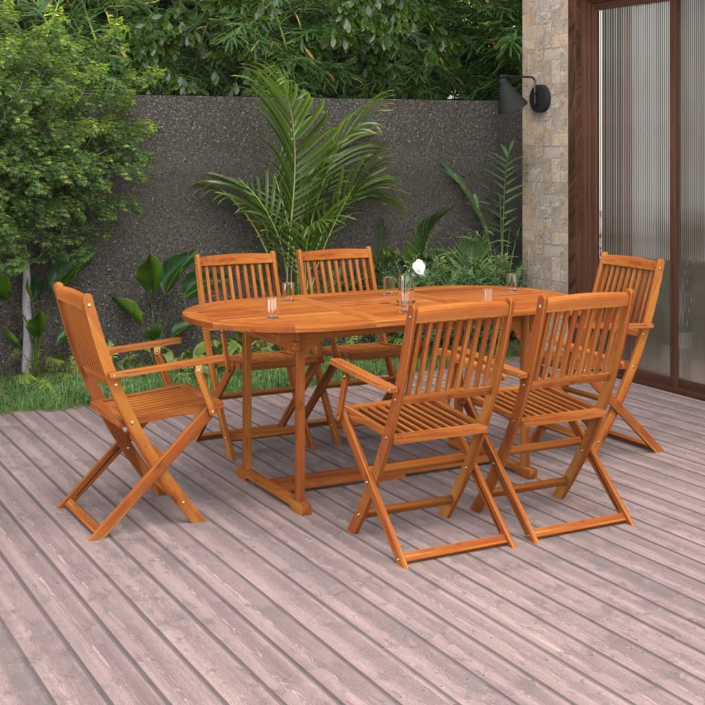 vidaXL Juego comedor de jardín 7 pzas madera maciza acacia 180x90x75cm