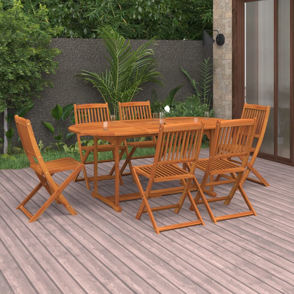 vidaXL Juego comedor de jardín 7 pzas madera maciza acacia 180x90x75cm