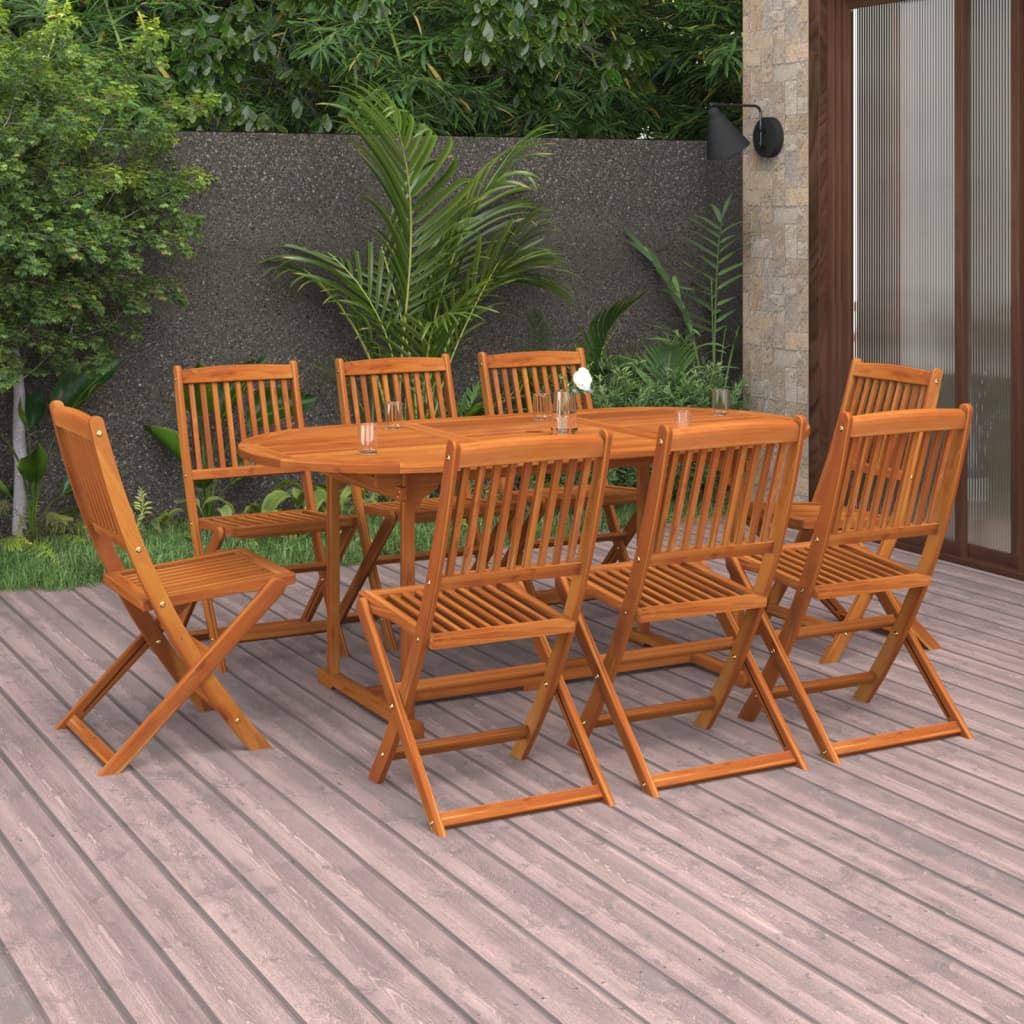 vidaXL Juego comedor de jardín 9 pzas madera maciza acacia 180x90x75cm