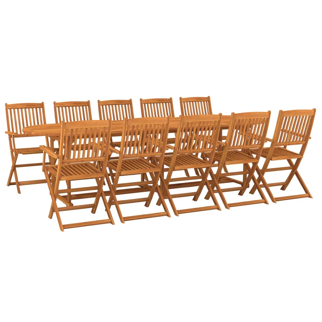 vidaXL Set comedor de jardín 11piezas madera maciza acacia 280x90x75cm