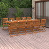 vidaXL Set comedor de jardín 11piezas madera maciza acacia 280x90x75cm