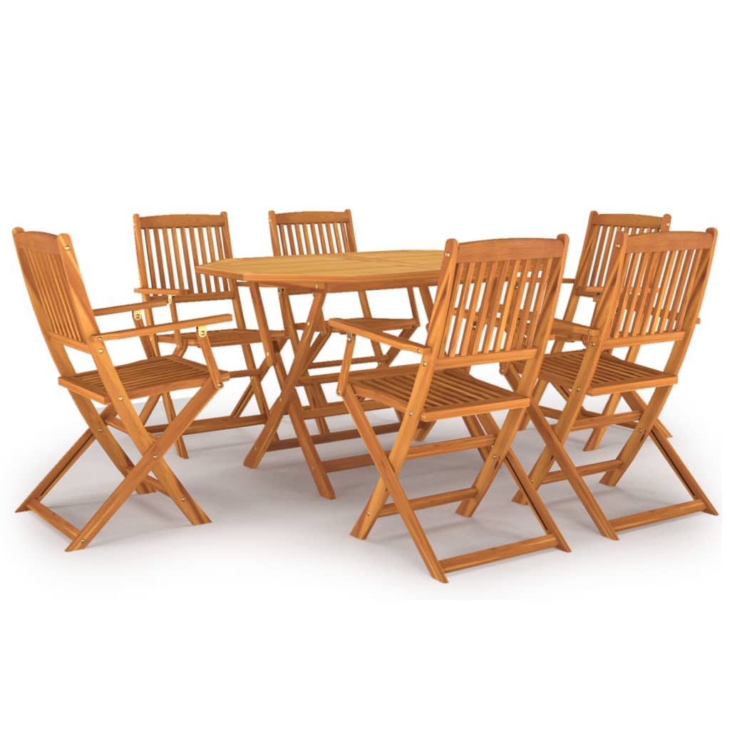 vidaXL Set de comedor de jardín 7 piezas madera maciza de acacia