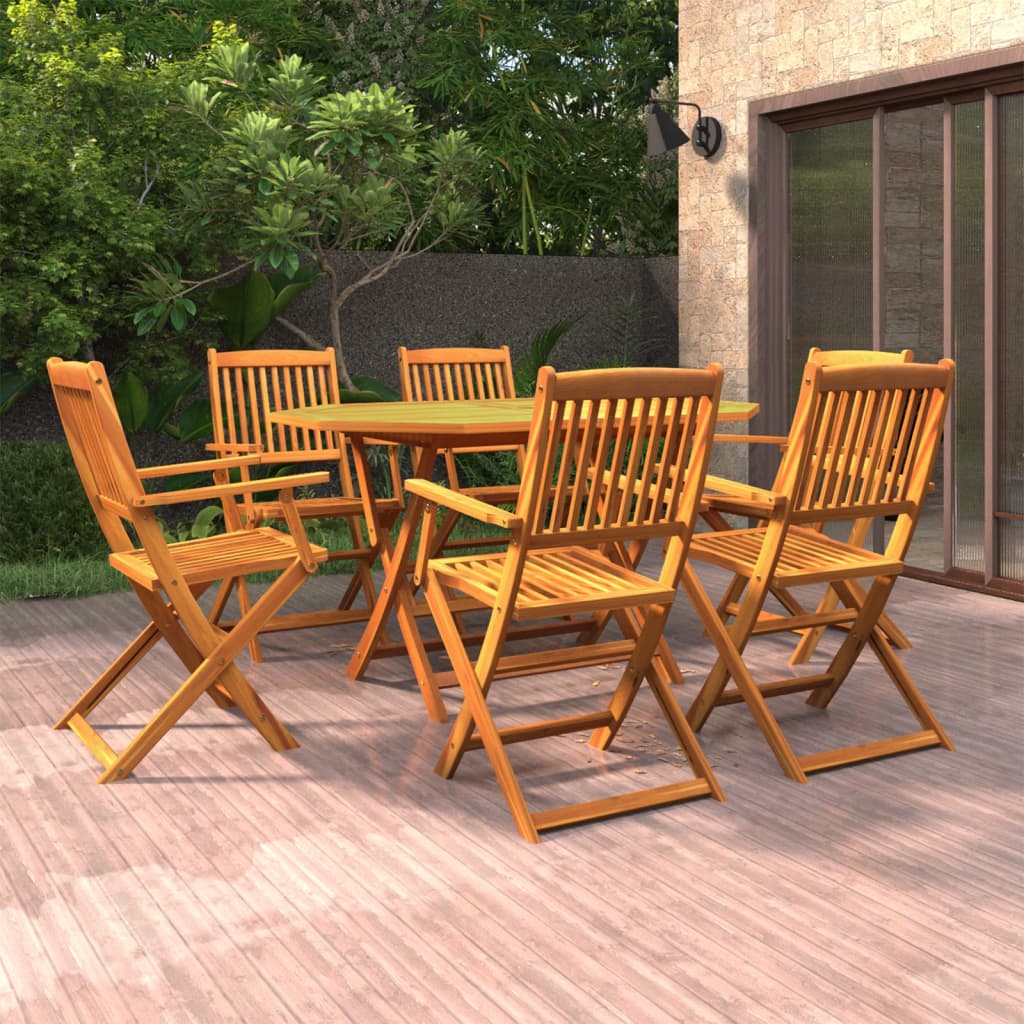 vidaXL Set de comedor de jardín 7 piezas madera maciza de acacia