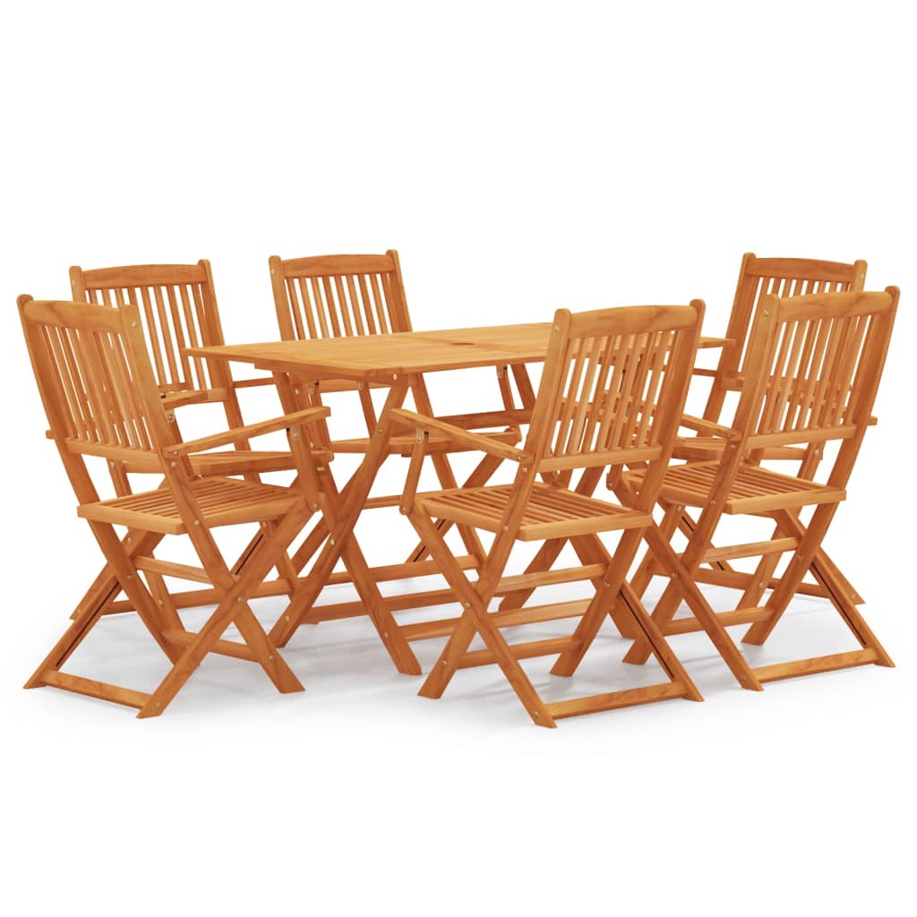 vidaXL Set de comedor de jardín plegable 7 pzas madera eucalipto