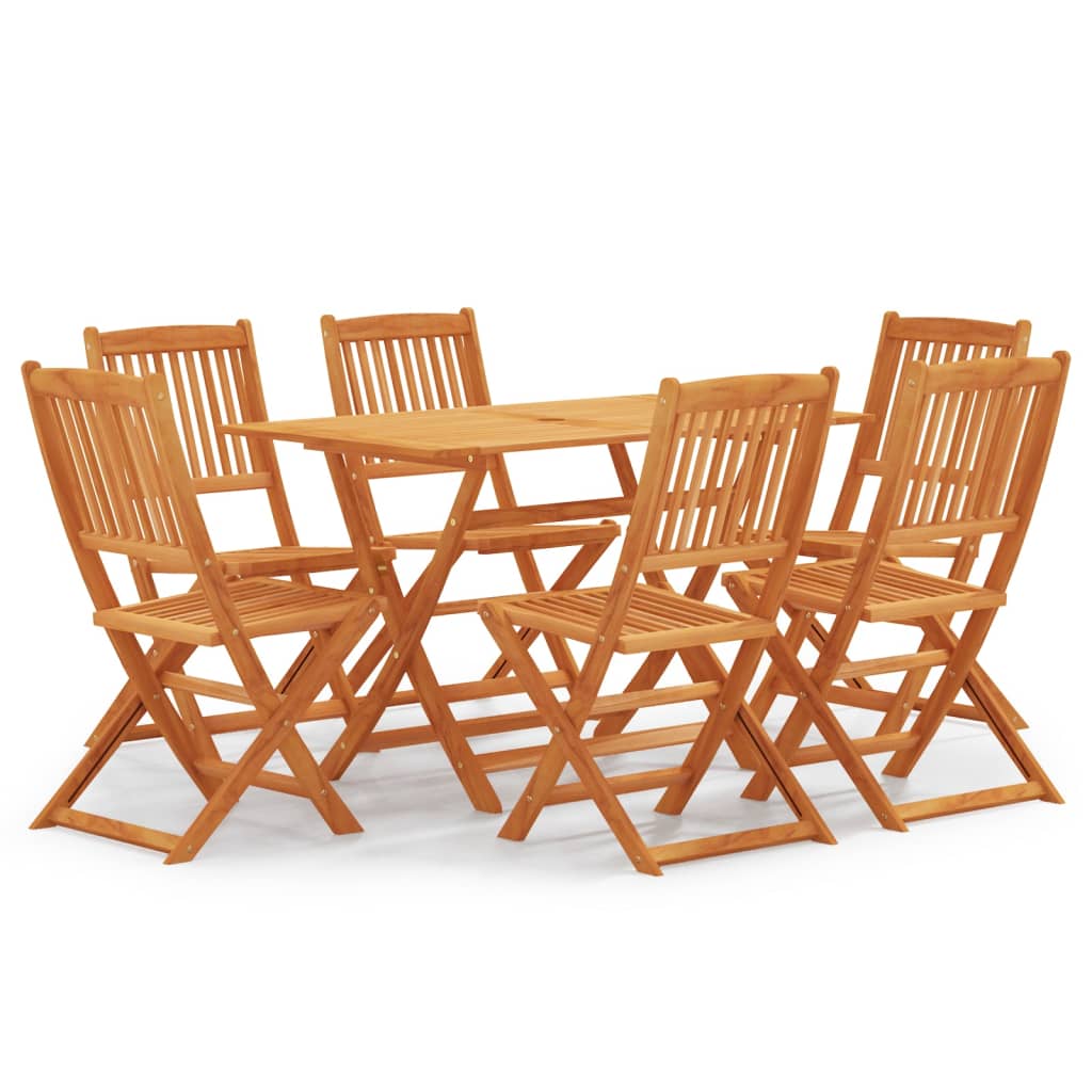 vidaXL Set de comedor de jardín plegable 7 pzas madera eucalipto