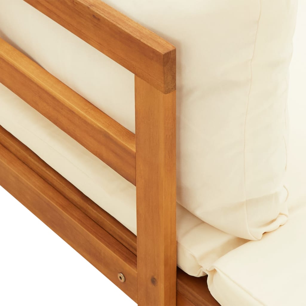 vidaXL Set muebles de jardín 4 pzas cojines crema madera de acacia