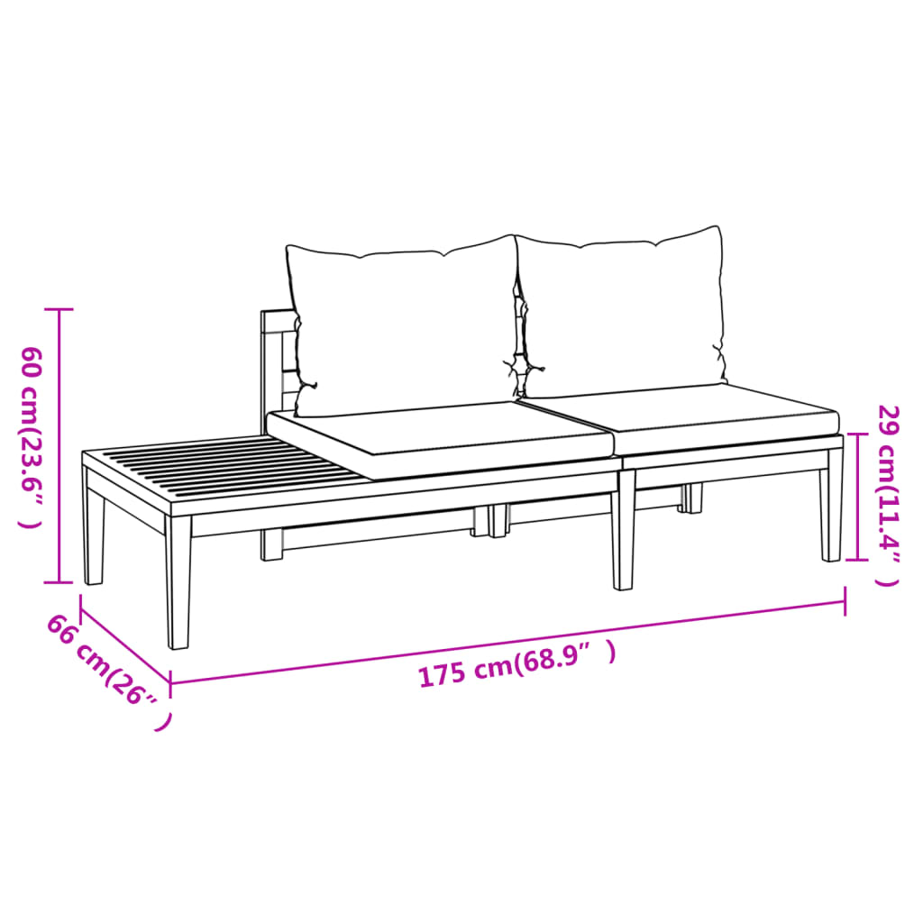 vidaXL Set muebles de jardín 4 pzas cojines crema madera de acacia