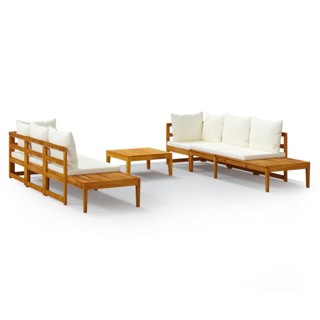 vidaXL Set muebles de jardín 5 pzas cojines crema madera de acacia