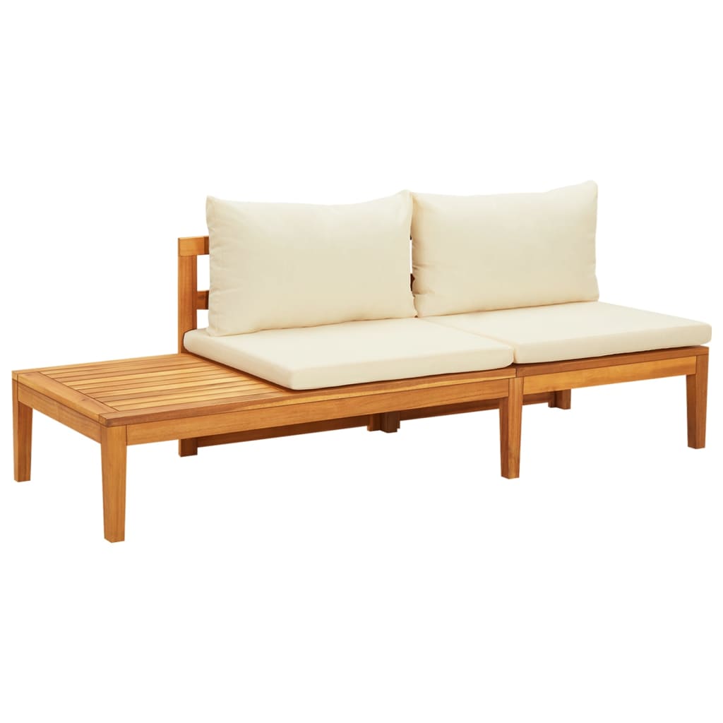 vidaXL Set muebles de jardín 5 pzas cojines crema madera de acacia