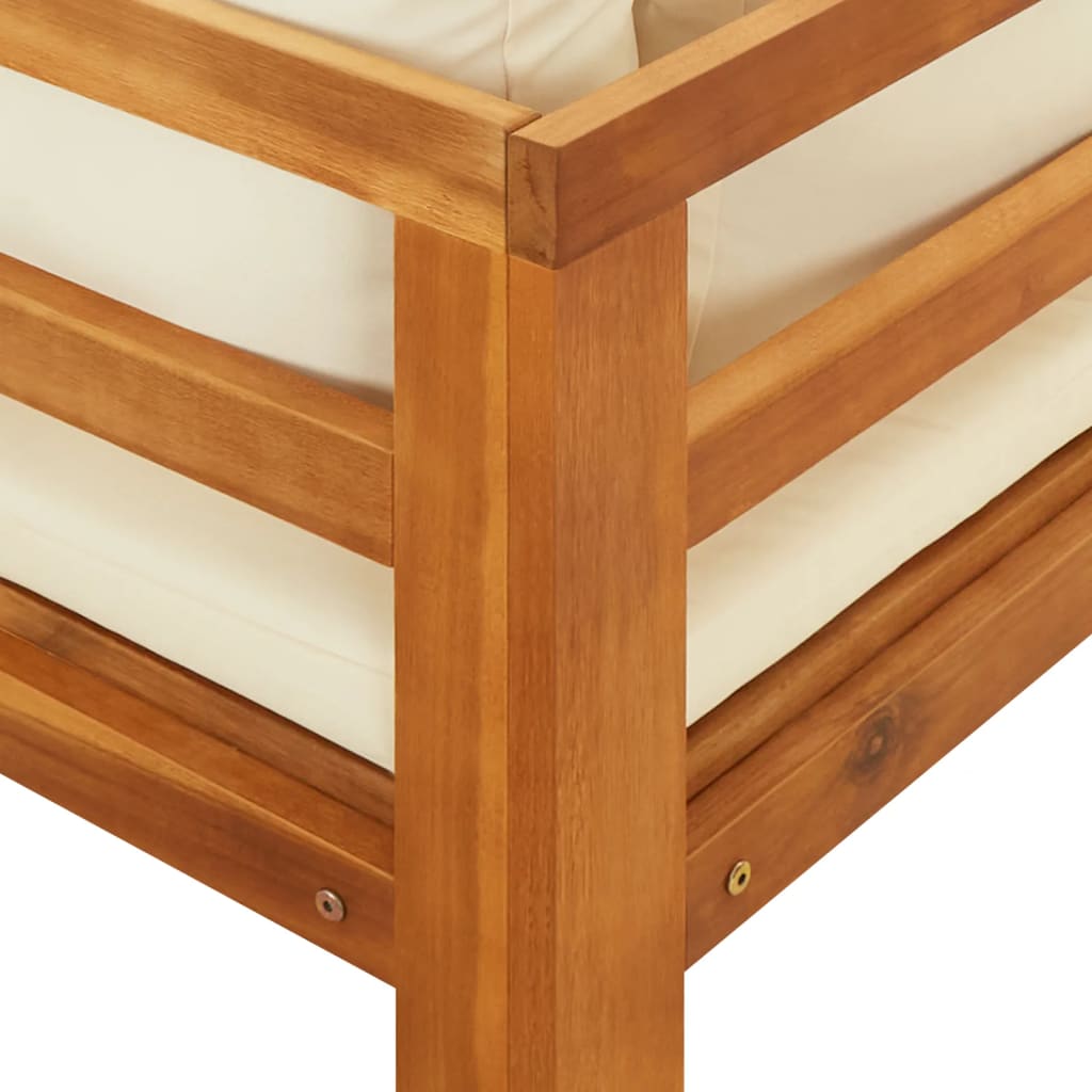 vidaXL Set muebles de jardín 5 pzas cojines crema madera de acacia