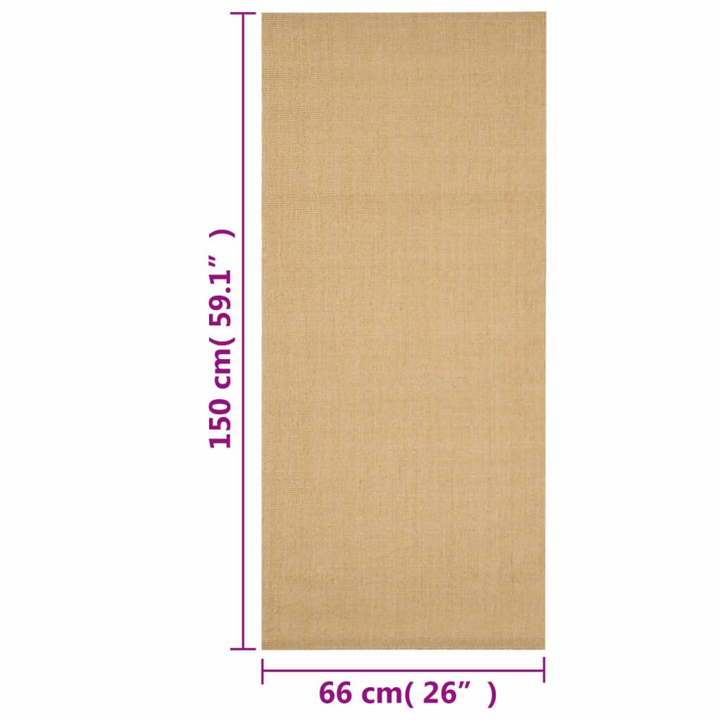 vidaXL Alfombra de sisal natural 66x150 cm