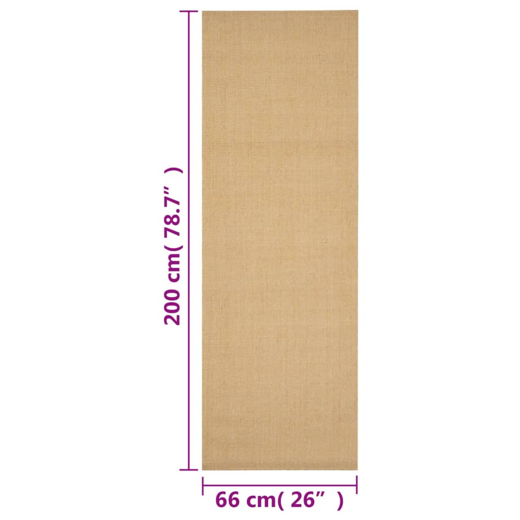 vidaXL Alfombra de sisal natural 66x200 cm