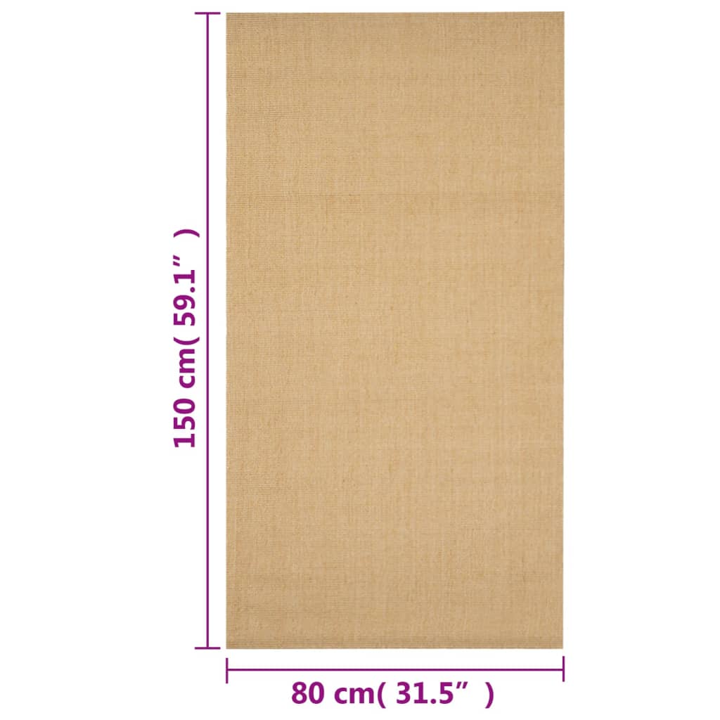 vidaXL Alfombra de sisal natural 80x150 cm