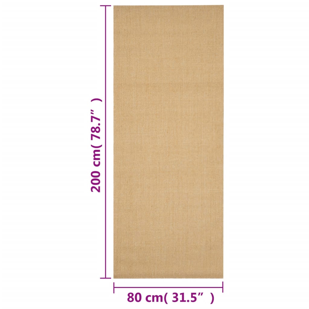 vidaXL Alfombra de sisal natural 80x200 cm