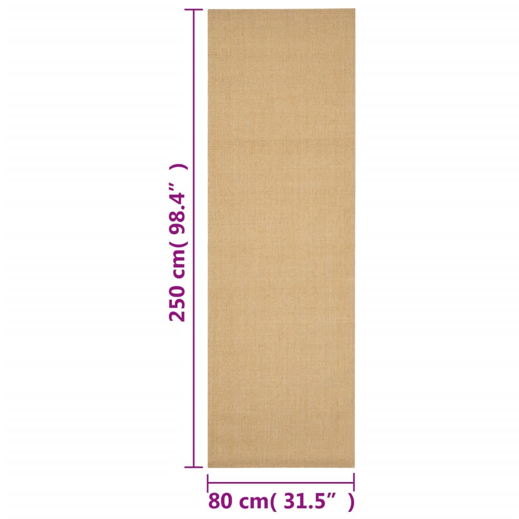 vidaXL Alfombra de sisal natural 80x250 cm