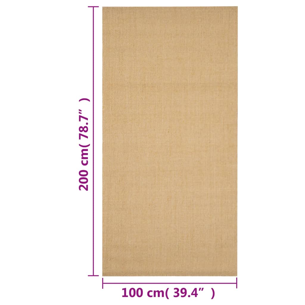 vidaXL Alfombra de sisal natural 100x200 cm