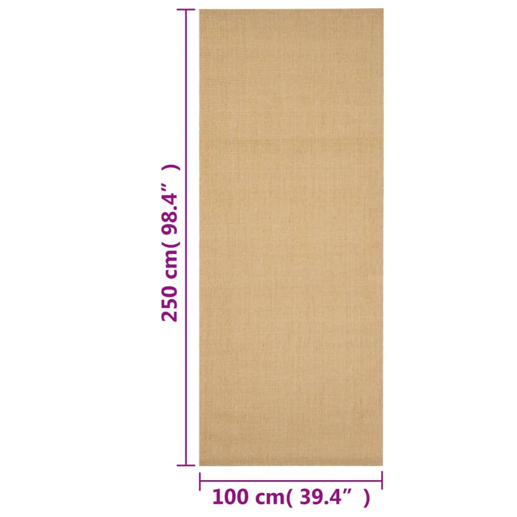 vidaXL Alfombra de sisal natural 100x250 cm